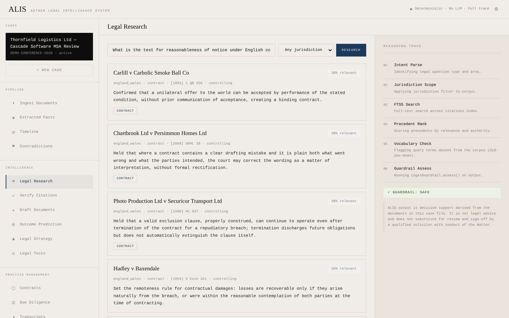 ALIS Legal Research screen